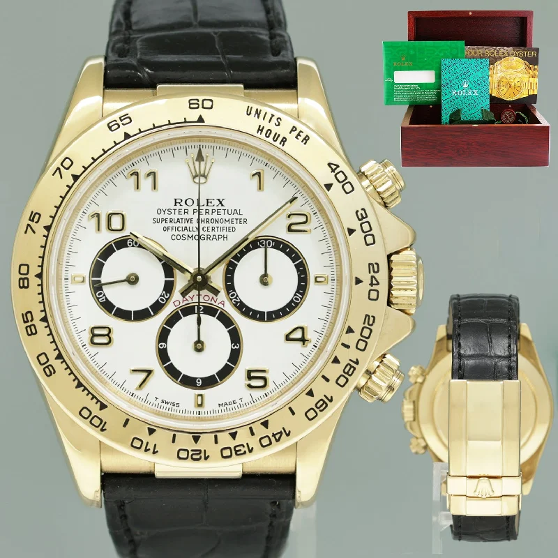 1991 Rolex Daytona Zenith 16518 White Inverted 6 Arabic Chrono Yellow Gold Watch Box