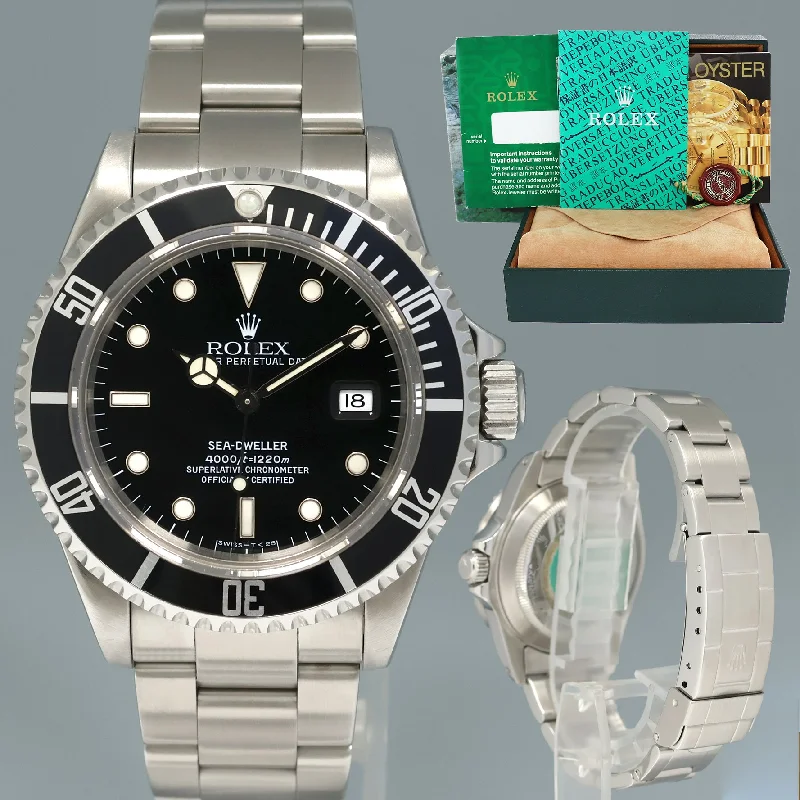 1994 Rolex Sea-Dweller Steel 16600 Black Dial Date 40mm Watch Box