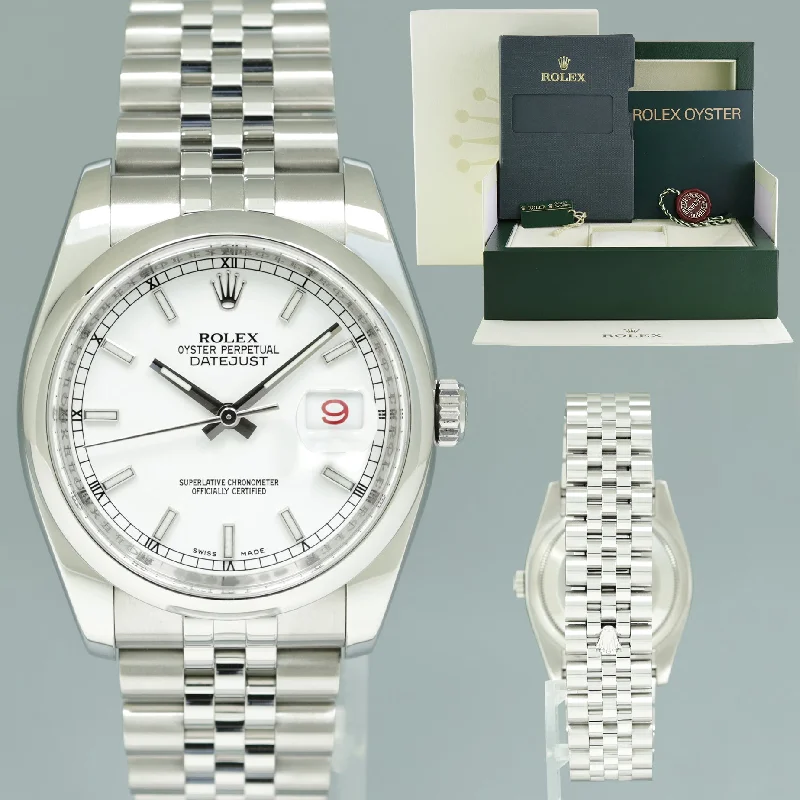 2008 MINT Rolex DateJust 36 116200 White Stick Jubilee Steel 36mm Watch Box