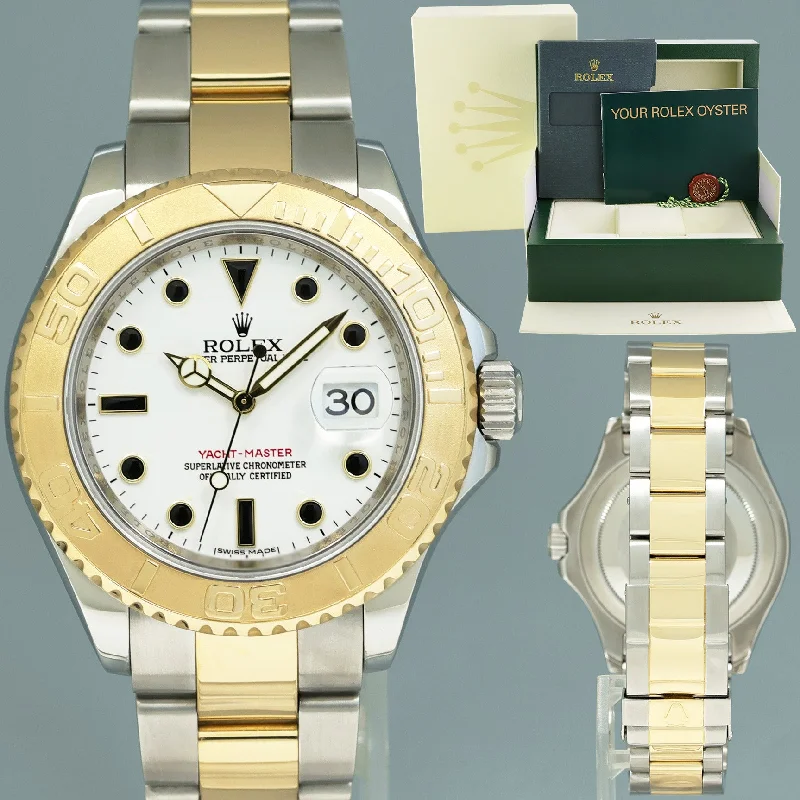 2009 Rolex 16623 Two Tone Yellow Gold Steel Yachtmaster White Sapphire Watch Box