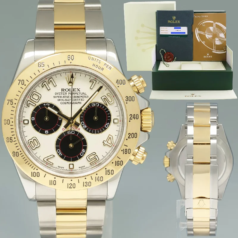 2013 PAPERS RSC Rolex Daytona 116523 White Panda Steel Yellow Gold Two Tone Watch