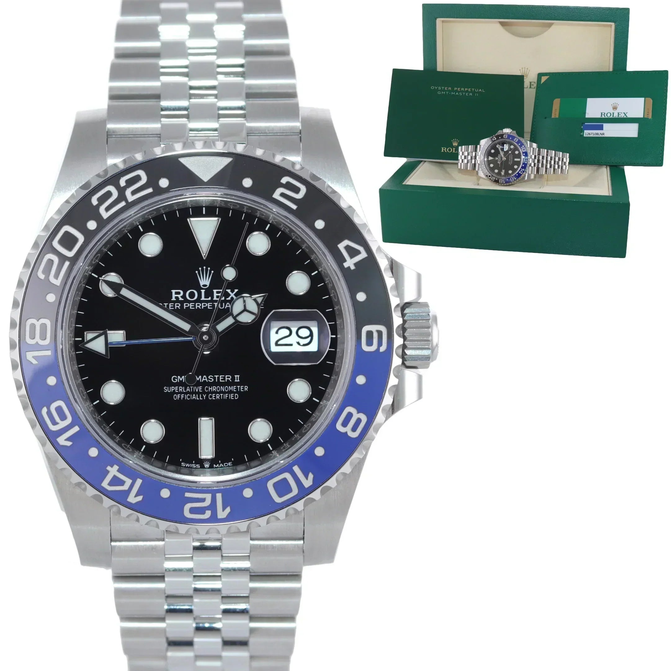 2020 MINT PAPERS Rolex GMT Master Batman Blue Jubilee Ceramic 126710 BLNR Watch