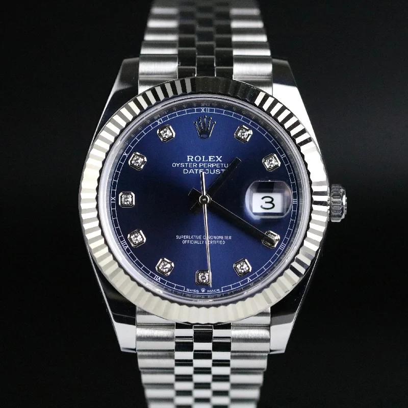 2021 Rolex 126334 Datejust 41mm Blue Diamond Dial with Box & Papers