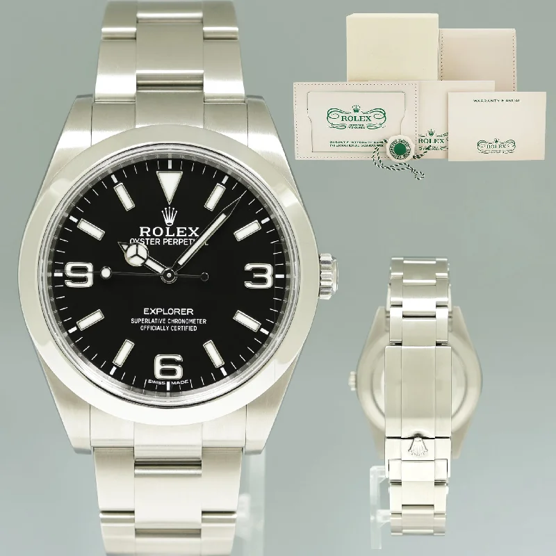 2024 Rolex CPO PAPERS Rolex 214270 Explorer Black BLUE LUME 3-6-9 Steel Watch