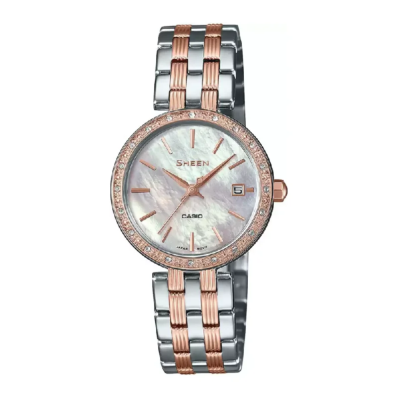 Casio Sheen Analog Rose Gold Dial Women's Watch-SH227