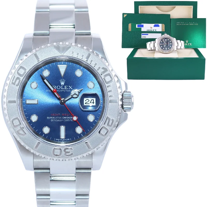 MINT 2015 PAPERS Rolex Yacht-Master 116622 Steel Platinum Blue 40mm Watch Box