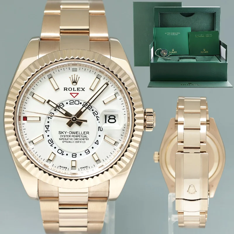 2019 MINT Rolex Sky-Dweller Rose Gold White Stick 326935 Watch Box