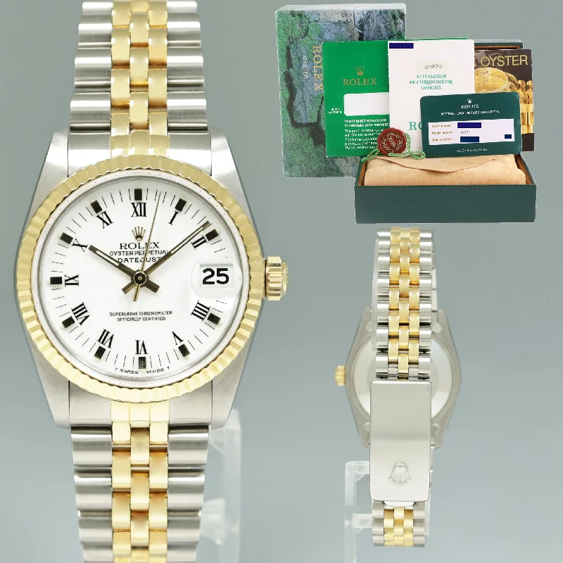 PAPERS & 2019 RSC Ladies Rolex 68273 Two Tone 18k Gold Steel White Dial 31mm Midsize Watch Box