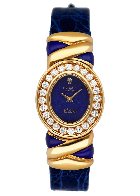 Rolex Cellini 5222 Lapis Dial Diamond Ladies Watch