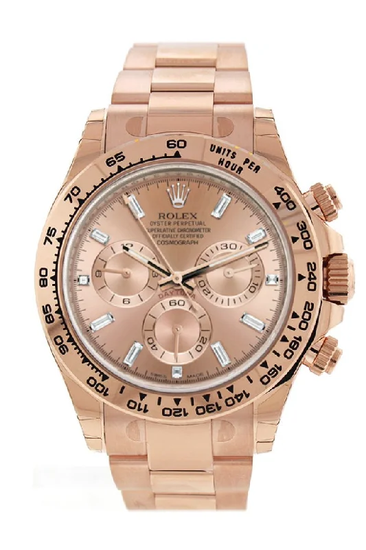 Rolex Cosmograph Daytona Pink Diamond Dial 18K Everose Gold Rolex Oyster Automatic Men's Watch 116505