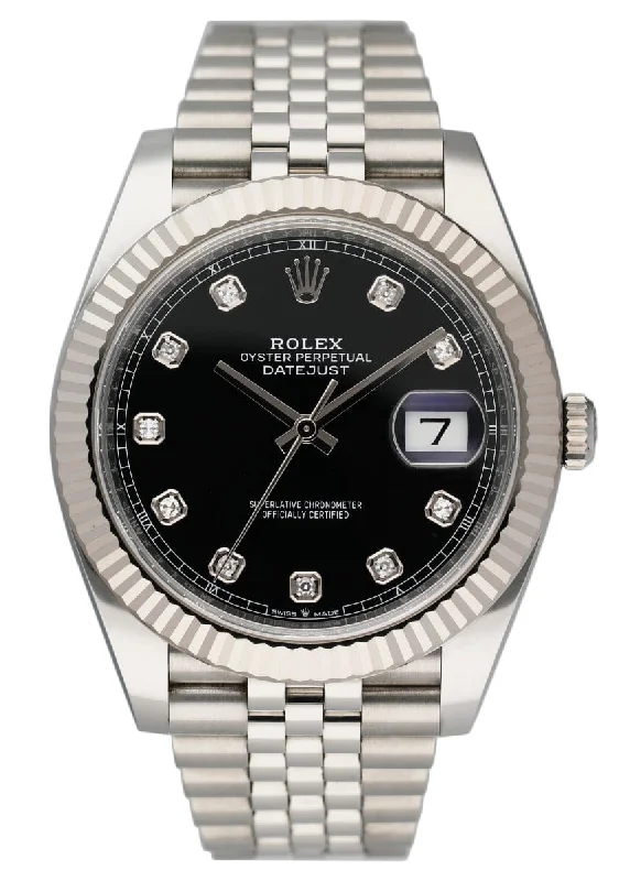 Rolex Datejust 41 126334 Black Diamond Dial Mens Watch Box Papers