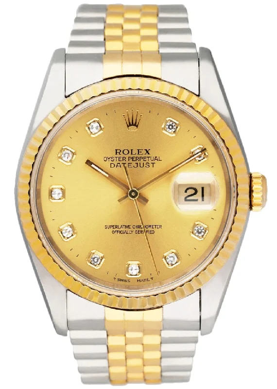 Rolex Datejust 16233 Diamond Dial Mens Watch