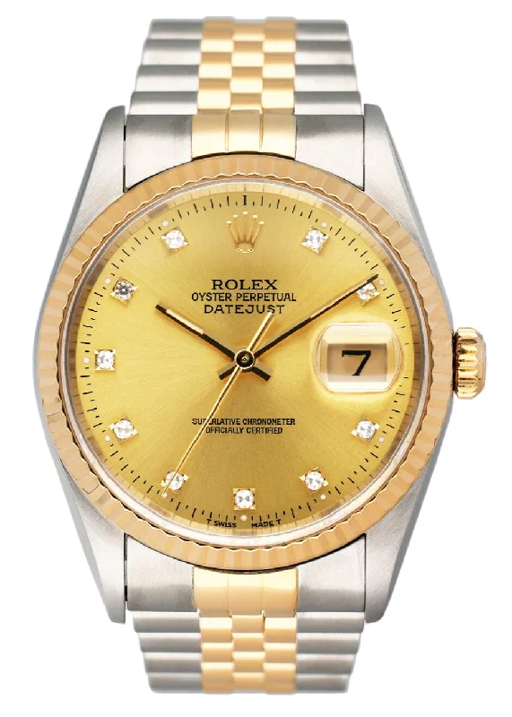 Rolex Datejust 16233 Diamond Dial Mens Watch