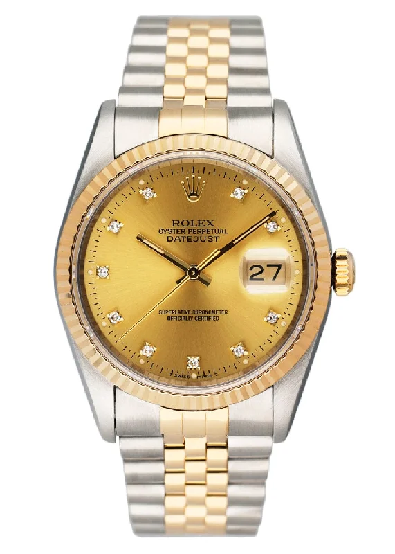 Rolex Datejust 16233 Diamond Dial Mens Watch