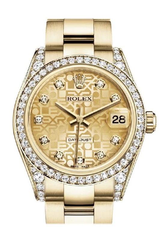 Rolex Datejust 31 Champagne Jubilee Diamond Dial Diamond Bezel Lug 18K Yellow Gold Ladies Watch 178158 Pre-owned