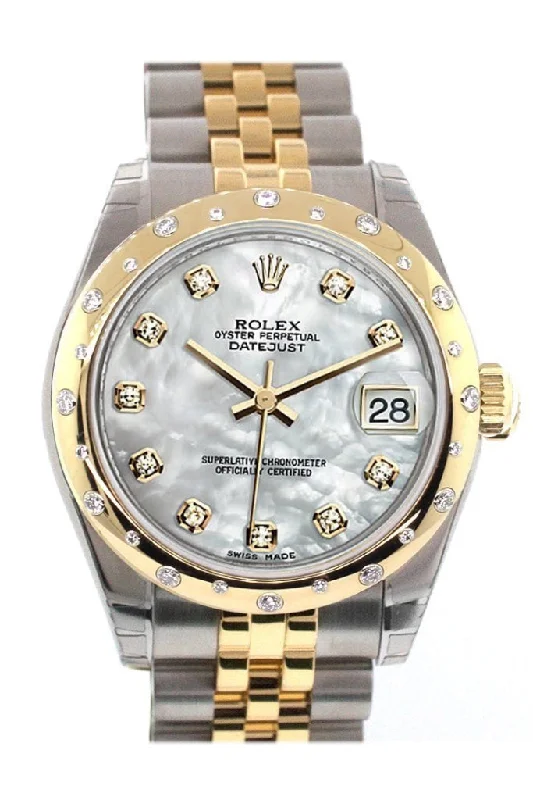 Rolex Datejust 31 Mother of Pearl Diamonds Dial Diamond Bezel 18K Gold Two Tone Jubilee Ladies 178343 Pre-owned