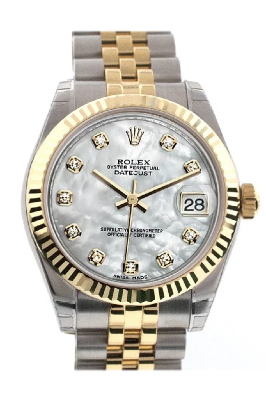 Rolex Datejust 31 Mother of Pearl Diamonds Dial Fluted Bezel 18K Gold Two Tone Jubilee Ladies 178273 Pre-owned