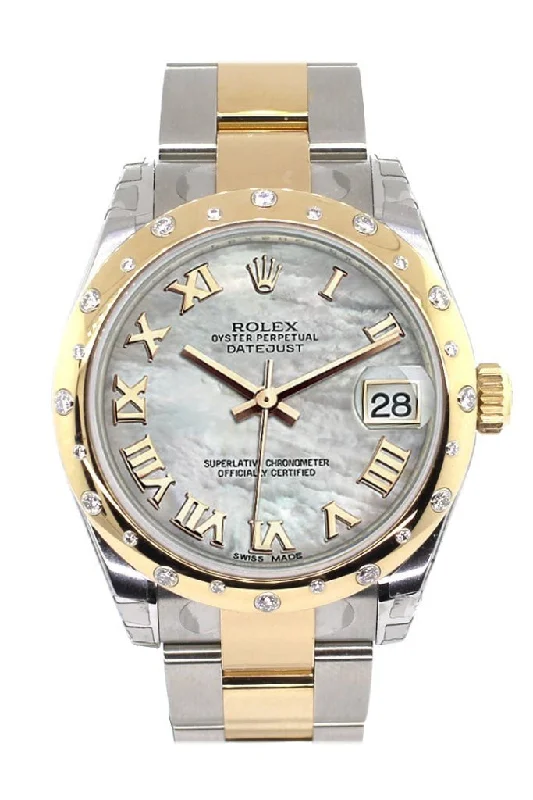 Rolex Datejust 31 Mother of Pearl Roman Dial Diamond Bezel 18K Gold Two Tone Ladies 178343 Pre-owned