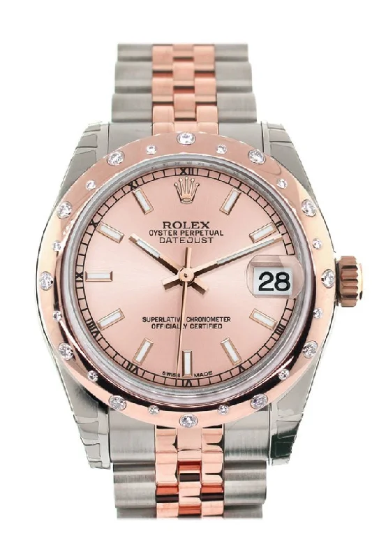 Rolex Datejust 31 Pink Dial Diamond Bezel 18K Rose Gold Two Tone Jubilee Ladies Watch 178341 Pre-owned