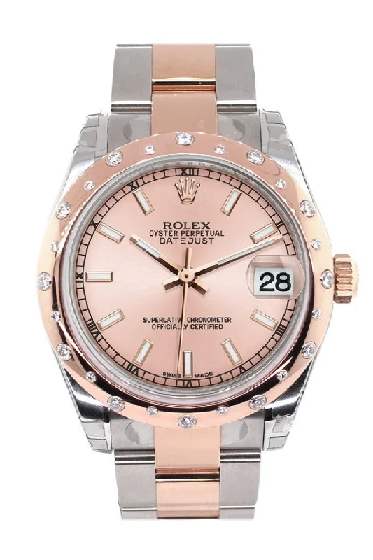 Rolex Datejust 31 Pink Dial Diamond Bezel 18K Rose Gold Two Tone Ladies Watch 178341 Pre-owned