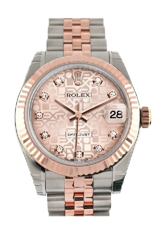 Rolex Datejust 31 Pink Jubilee Diamond Dial 18K Rose Gold Two Tone Ladies Watch 178271 Pre-owned