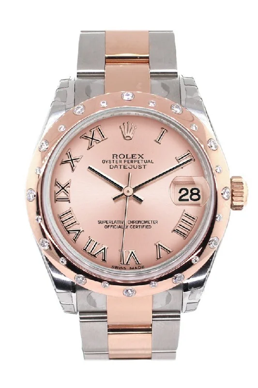 Rolex Datejust 31 Pink Roman Dial Diamond Bezel 18K Rose Gold Two Tone Ladies Watch 178341 Pre-owned