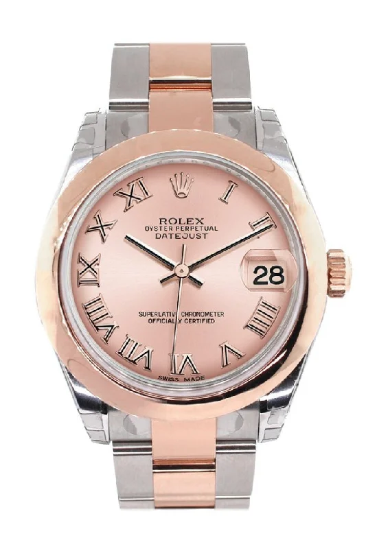 Rolex Datejust 31 Pink Roman Dial Dome set with Diamonds Bezel Ladies Watch 278241