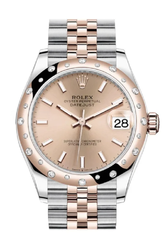 Rolex Datejust 31 Rosé colour Dial Diamond Bezel Jubilee Rose Gold Two Tone Watch 278341RBR 278341