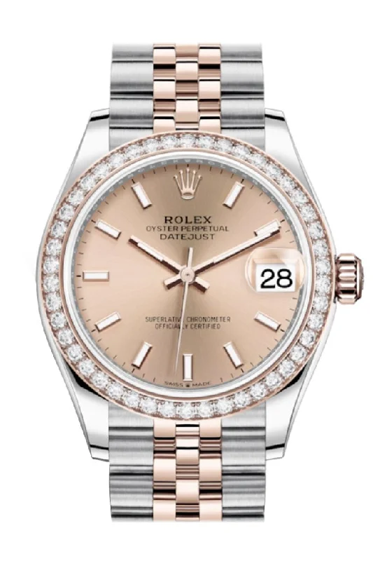 Rolex Datejust 31 Rosé Dial Diamond Bezel Rose Gold Two Tone Jubilee Watch 278381RBR 278381