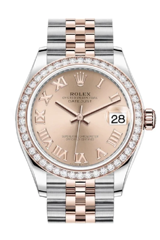 Rolex Datejust 31 Rosé Roman Dial Diamond Bezel Rose Gold Two Tone Jubilee Watch 278381RBR 278381