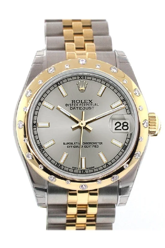 Rolex Datejust 31 Silver Dial Diamond Bezel 18K Gold Two Tone Jubilee Ladies 178343 Pre-owned