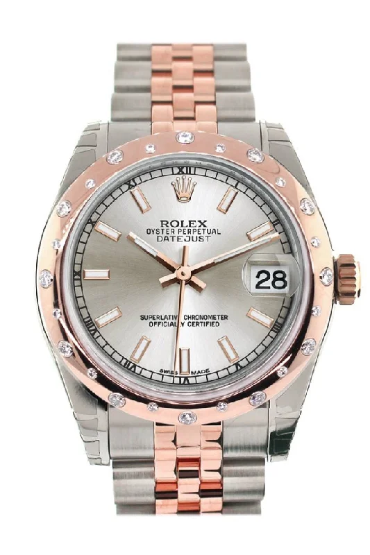 Rolex Datejust 31 Silver Dial Diamond Bezel 18K Rose Gold Two Tone Jubilee Ladies Watch 178341 Pre-owned