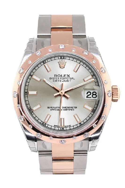 Rolex Datejust 31 Silver Dial Diamond Bezel 18K Rose Gold Two Tone Ladies Watch 178341 Pre-owned