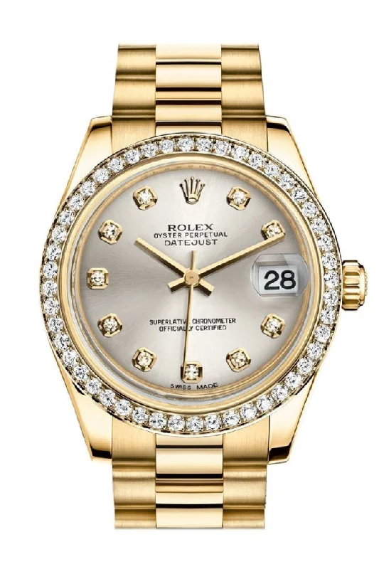 Rolex Datejust 31 Silver Jubilee Diamond Dial Diamond Bezel 18K Yellow Gold President Ladies Watch 178288 Pre-owned