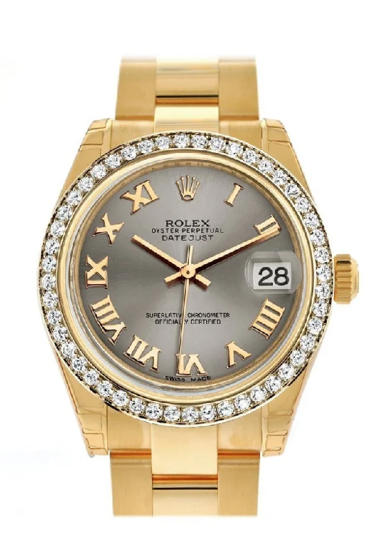 Rolex Datejust 31 Steel Roman Dial Diamond Bezel 18K Yellow Gold Ladies Watch 178288 Pre-owned