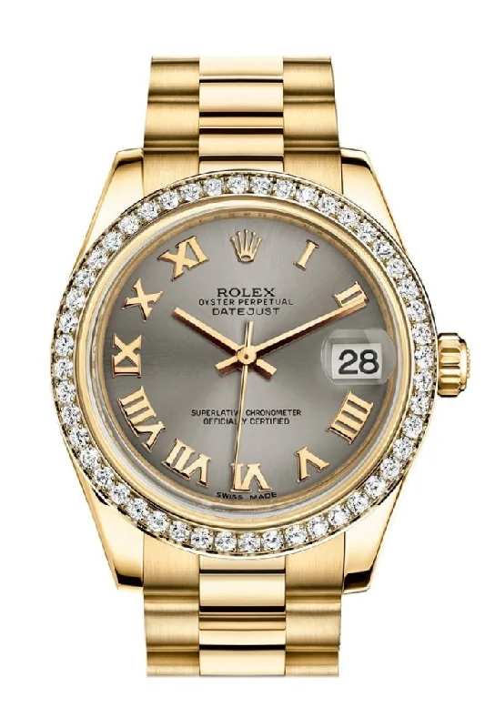 Rolex Datejust 31 Steel Roman Dial Diamond Bezel 18K Yellow Gold President Ladies Watch 178288 Pre-owned