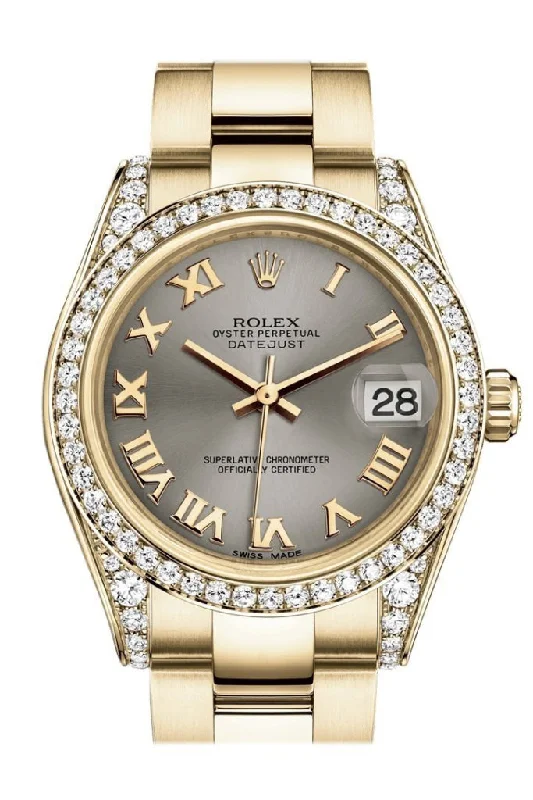 Rolex Datejust 31 Steel Roman Dial Diamond Bezel Lug 18K Yellow Gold Ladies Watch 178158 Pre-owned