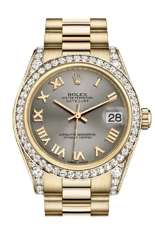 Rolex Datejust 31 Steel Roman Dial Diamond Bezel Lug 18K Yellow Gold President Ladies Watch 178158 Pre-owned