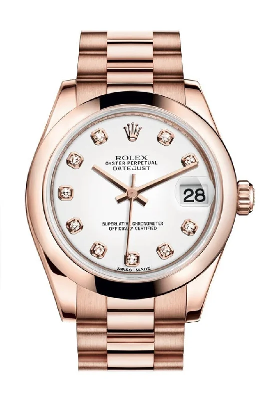 Rolex Datejust 31 White Diamond Dial 18K Everose Gold President Ladies Watch 178245 Pre-owned