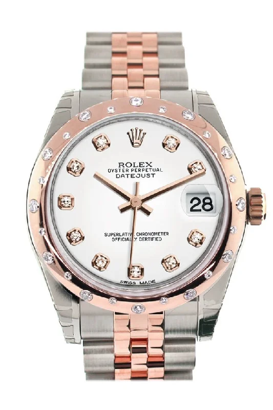 Rolex Datejust 31 White Diamond Dial Diamond Bezel 18K Rose Gold Two Tone Jubilee Ladies Watch 178341 Pre-owned