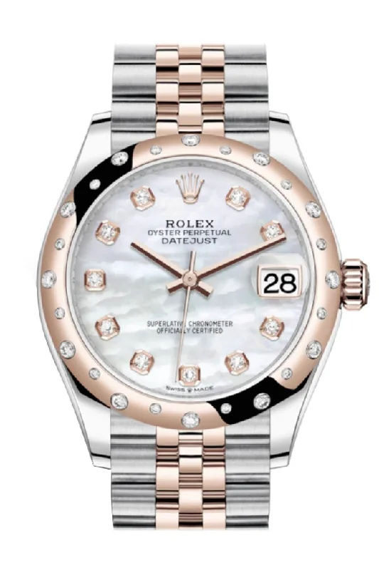 Rolex Datejust 31 White mother-of-pearl Diamonds Dial Diamond Bezel Jubilee Rose Gold Two Tone Watch 278341RBR 278341