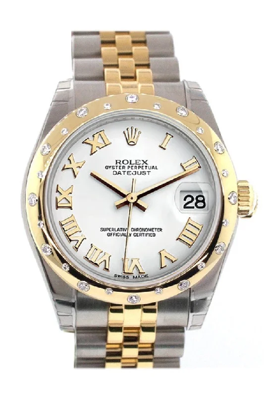 Rolex Datejust 31 White Roman Dial Diamond Bezel 18K Gold Two Tone Jubilee Ladies 178343 Pre-owned