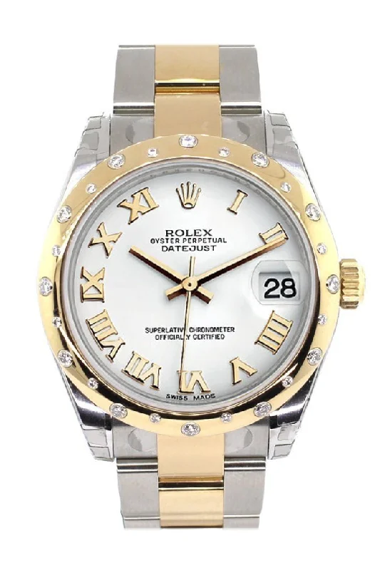 Rolex Datejust 31 White Roman Dial Diamond Bezel 18K Gold Two Tone Ladies 178343 Pre-owned