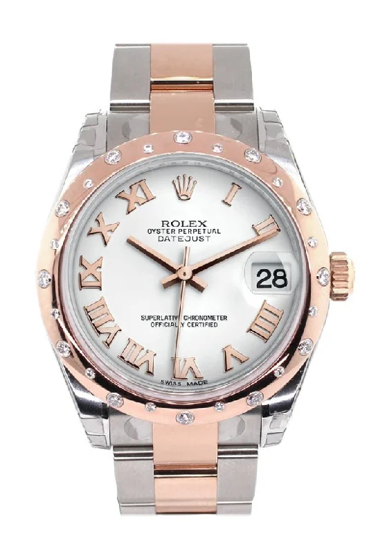 Rolex Datejust 31 White Roman Dial Diamond Bezel 18K Rose Gold Two Tone Ladies Watch 178341 Pre-owned