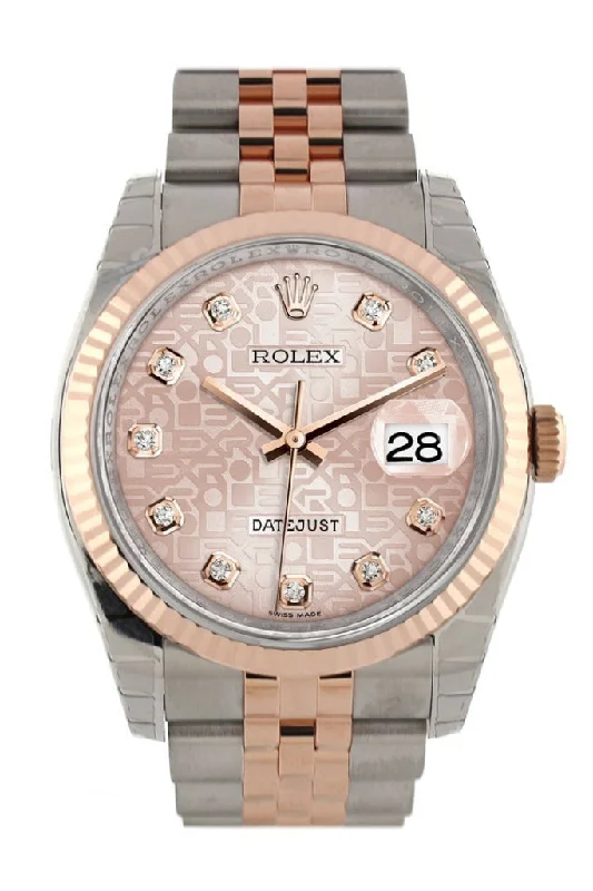 Rolex Datejust 36 Pink Jubilee design diamonds Dial Fluted Steel and 18k Rose Gold Jubilee Watch 116231 Pre-owned