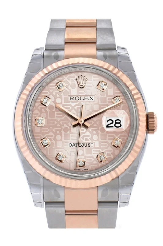 Rolex Datejust 36 Pink Jubilee design diamonds Dial Fluted Steel and 18k Rose Gold Oyster Watch 116231 Pre-owned