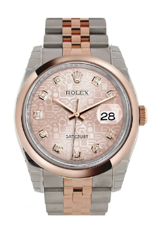 Rolex Datejust 36 Pink Jubilee design set with diamonds Dial Steel and 18k Rose Gold Jubilee Watch 116201 Pre-owned