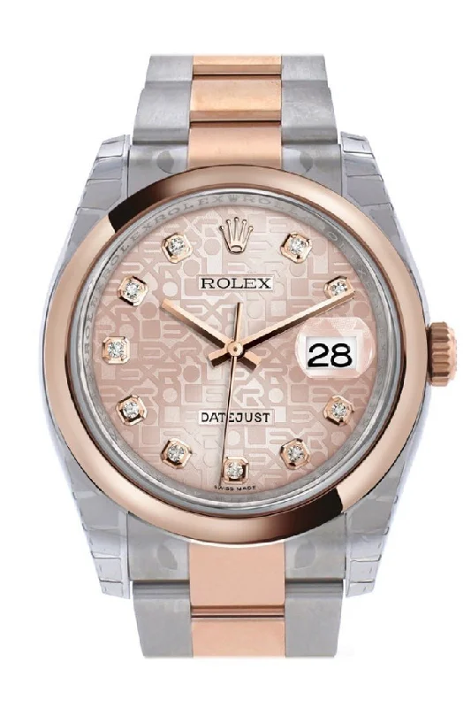 Rolex Datejust 36 Pink Jubilee design set with diamonds DialSteel and 18k Rose Gold Oyster Watch 116201 Pre-owned