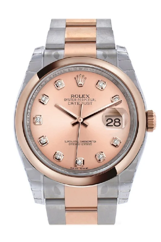 Rolex Datejust 36 Pink set with diamonds DialSteel and 18k Rose Gold Oyster Watch 116201 Pre-owned