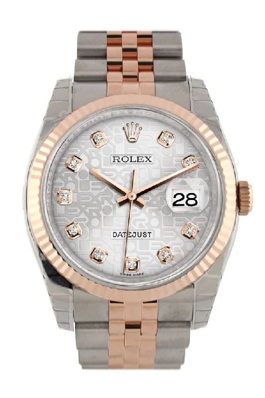 Rolex Datejust 36 Silver Jubilee design set with diamonds Dial Fluted Steel 18k Rose Gold Jubilee Watch 116231 Pre-owned